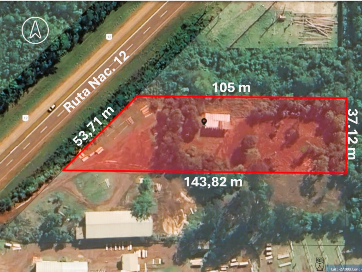 Terreno estrategico sobre Ruta Nacional 12 - Cerca de Jardin America, ideal para inversion comercial